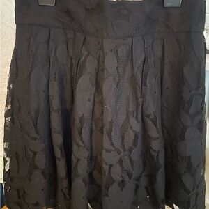 LOFT Black Floral Lace A-Line Skirt